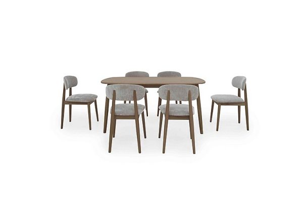 Stockholm Fixed Dining Table with 4 Wooden Chairs Dark Oak