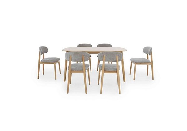 Stockholm Fixed Dining Table with 6 Wooden Chairs Light Oak