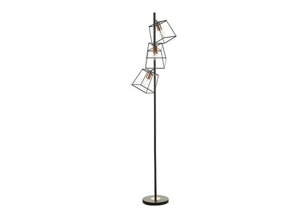 Tower 3 Light Floor Lamp Black