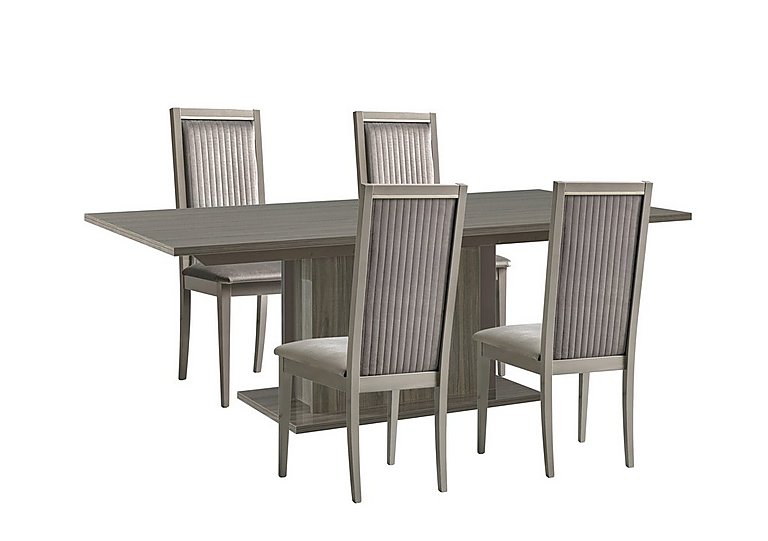 Venezia 160 cm Extending Dining Table and 4 Panelled Fabric Chairs Set Grey