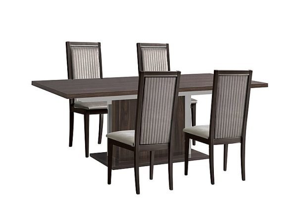 Venezia 160 cm Extending Dining Table and 4 Panelled Fabric Chairs Set Walnut