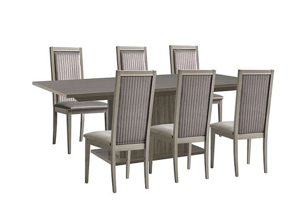 Venezia 160 cm Extending Dining Table and 6 Panelled Fabric Chairs Set Grey