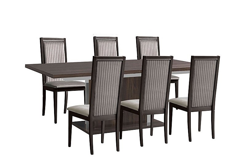 Venezia 160 cm Extending Dining Table and 6 Panelled Fabric Chairs Set Walnut