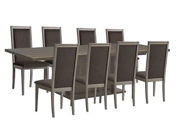 Venezia 200 cm Extending Dining Table and 8 Panelled Faux Leather Chairs Set Grey