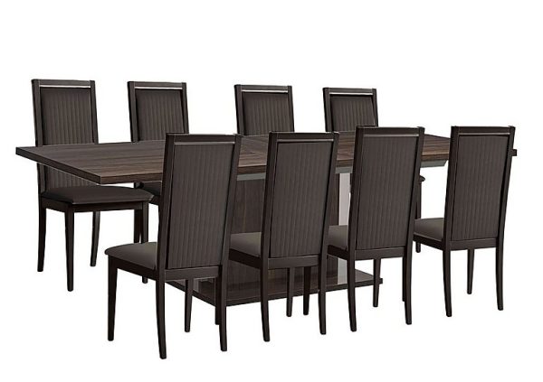 Venezia 200 cm Extending Dining Table and 8 Panelled Faux Leather Chairs Set Walnut