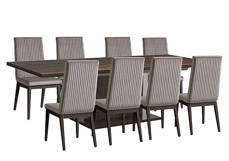 Venezia 200 cm Extending Dining Table and 4 Fluted Fabric Chairs Set Walnut