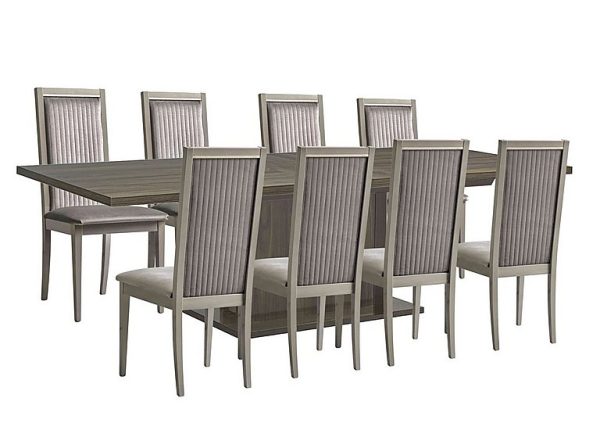 Venezia 200 cm Extending Dining Table and 8 Panelled Fabric Chairs Set Grey