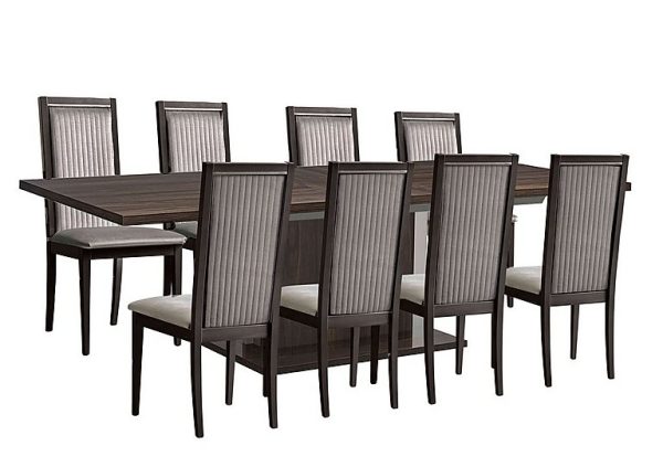 Venezia 200 cm Extending Dining Table and 8 Panelled Fabric Chairs Set Walnut