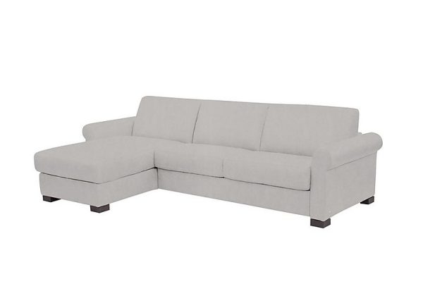 Nicoletti Alcova 3 Seater Left Hand Facing Fabric Sofa Bed and Storage Chaise with Scroll Arms Flambe Ghiaccio