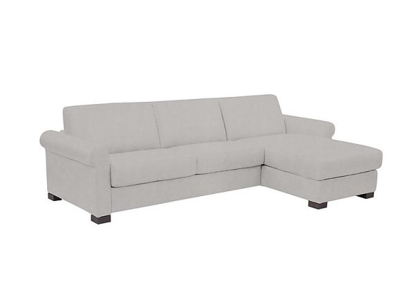 Nicoletti Alcova 3 Seater Right Hand Facing Fabric Sofa Bed and Storage Chaise with Scroll Arms Flambe Ghiaccio