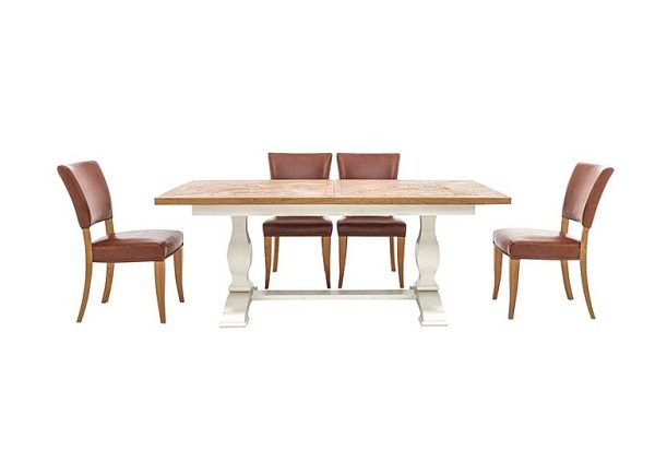 Pattern Extending Parquet Dining Table and 4 Chairs