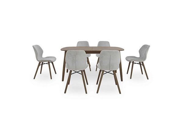 Stockholm Extending Dining Table with 6 Upholstered Chairs Dark Oak