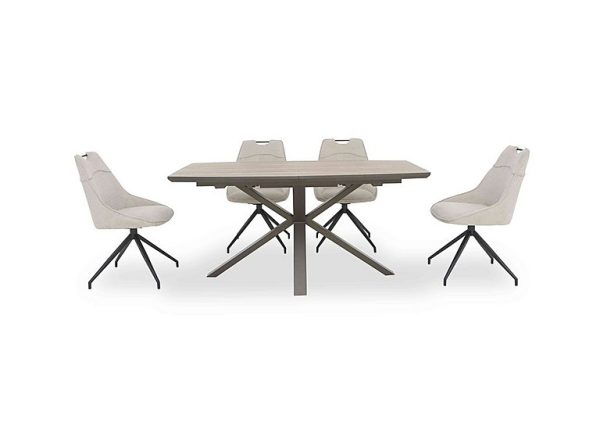 Pedro Extending Dining Table with 4 Swivel Fabric Chairs