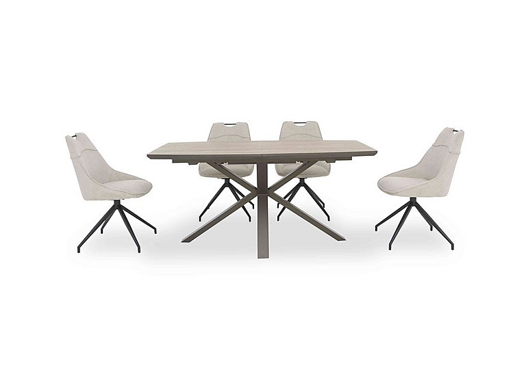 Pedro Extending Dining Table with 4 Swivel Fabric Chairs