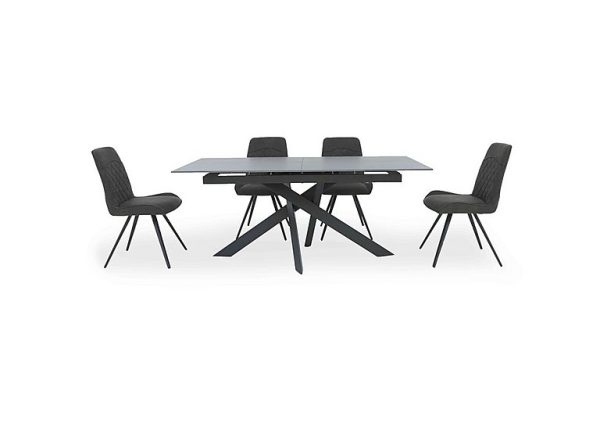 Warrior Grey Extending Dining Table with 4 Standard Chairs Grey