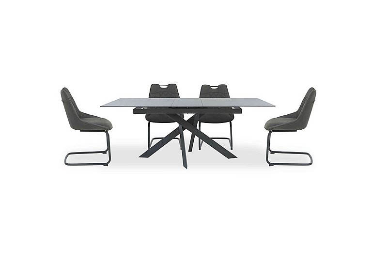 Warrior Grey Extending Dining Table with 4 Cantilever Chairs Grey