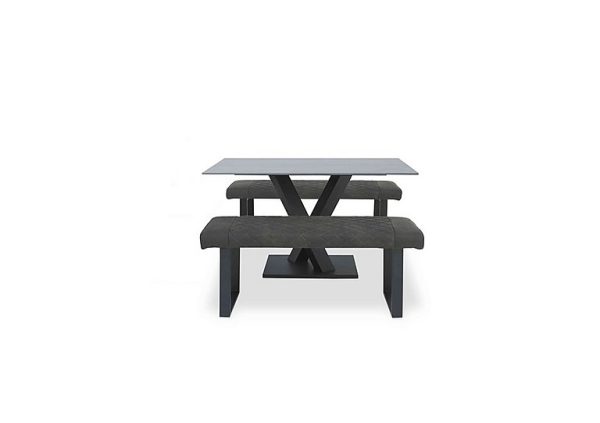 Warrior Grey Compact Fixed Dining Table with 2 Standard Benches Grey