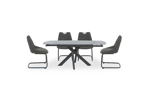 Warrior Grey Swivel Extending Dining Table with 4 Cantilever Chairs Grey