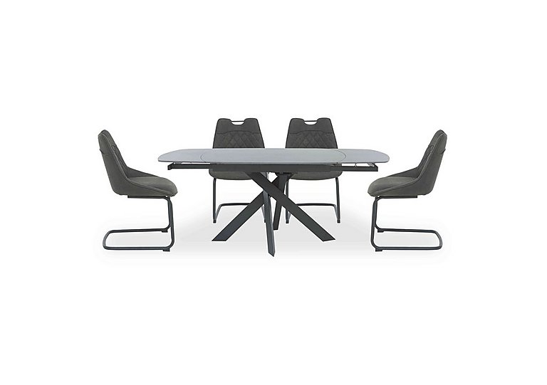 Warrior Grey Swivel Extending Dining Table with 4 Cantilever Chairs Grey