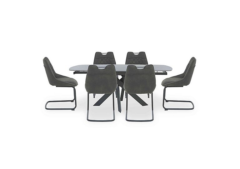 Warrior Grey Swivel Extending Dining Table with 6 Cantilever Chairs Grey