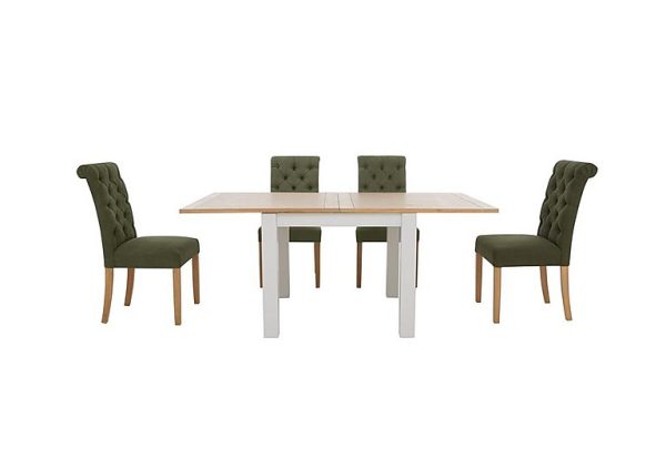 Furnitureland Hamilton Flip Top Dining Table and 4 Button Back Chairs Forest