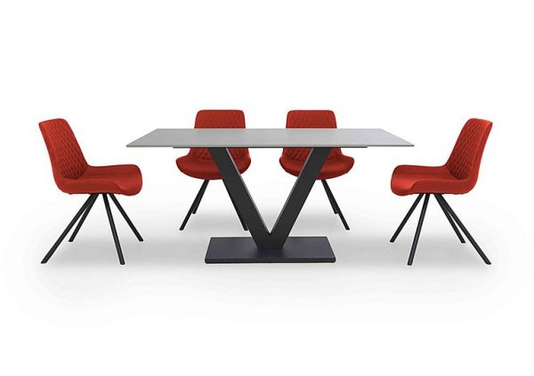 Ion Fixed Dining Table with 4 Fabric Chairs 135 cm Burnt Orange