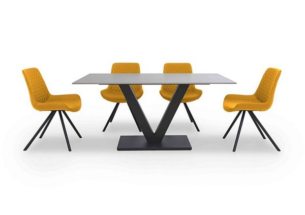 Ion Fixed Dining Table with 4 Fabric Chairs 135 cm