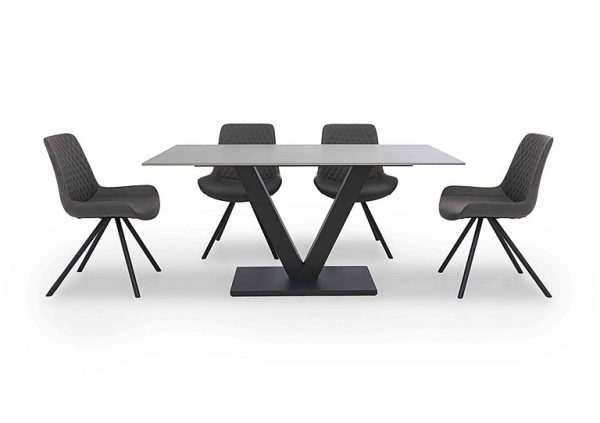 Ion Fixed Dining Table with 4 Fabric Chairs 135 cm Shadow Grey