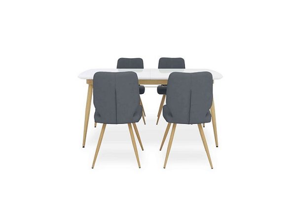 Jonah Extending Dining Table with 4 Faux Leather Chairs 125 cm Dark Grey