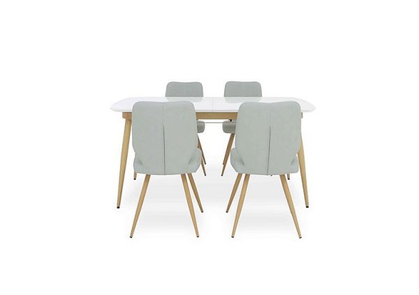 Jonah Extending Dining Table with 4 Faux Leather Chairs 125 cm Light Grey