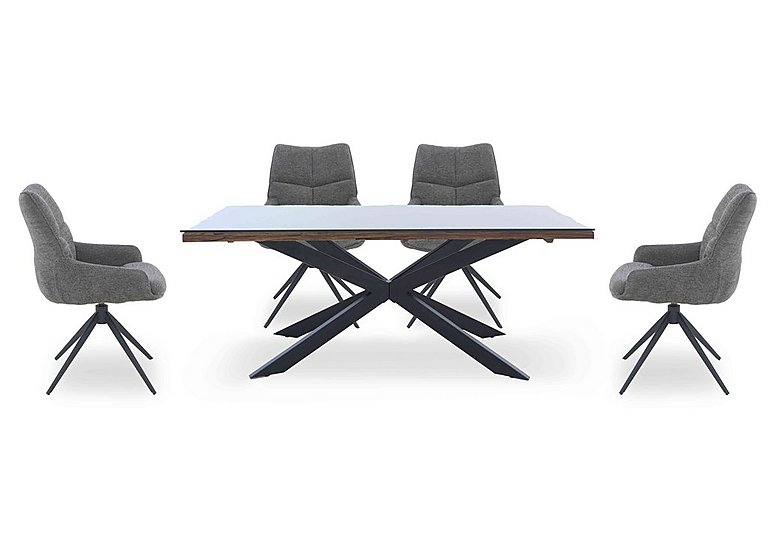 Kiara Small Rectangular Dining Table with Black Legs and 4 Swivel Fabric Chairs