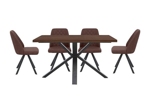 Mars Compact Dining Table with 4 Faux Leather Swivel Chairs