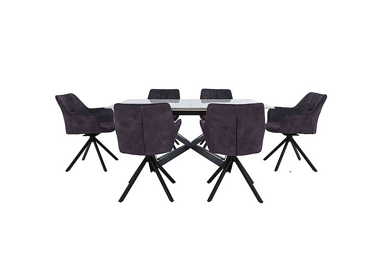 Marvel Black 160 cm Extending Dining Table and 6 Swivel Chairs Charcoal