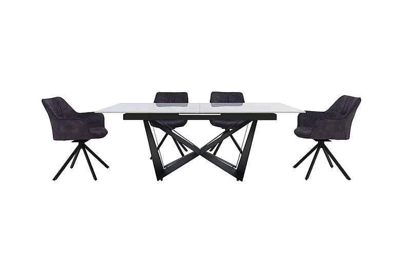 Marvel Black 200 cm Extending Dining Table and 4 Swivel Chairs Charcoal