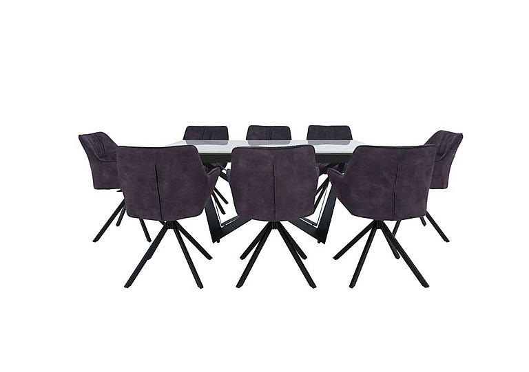 Marvel Black Small Extending Dining Table and 8 Swivel Chairs Charcoal