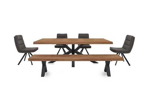 Bodahl Njord Raw Edge Dining Table with Metal Star Base Bench and 4 Chairs 240 cm Oiled