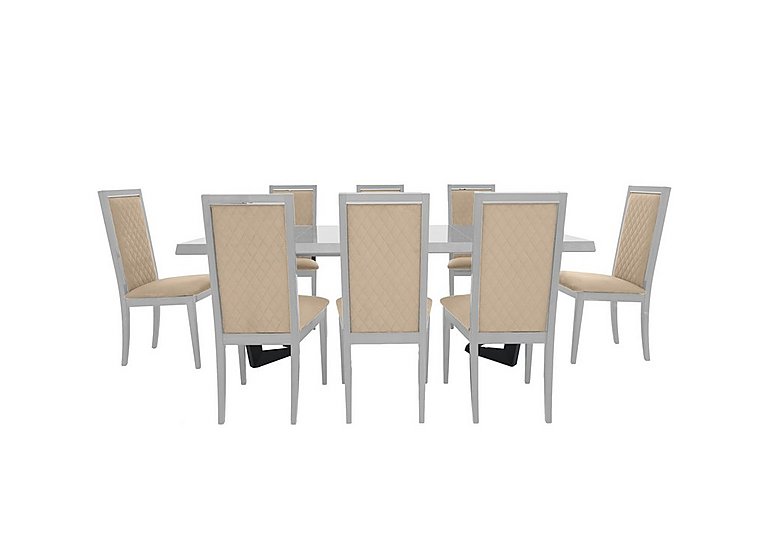 Palazzo 160cm Extending Dining Table in Glossy White with 4 Rombi Chairs Aquos Cream