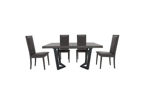 Palazzo 200cm Extending Dining Table in Silver Birch with 4 Rombi Chairs Aquos Dark Grey