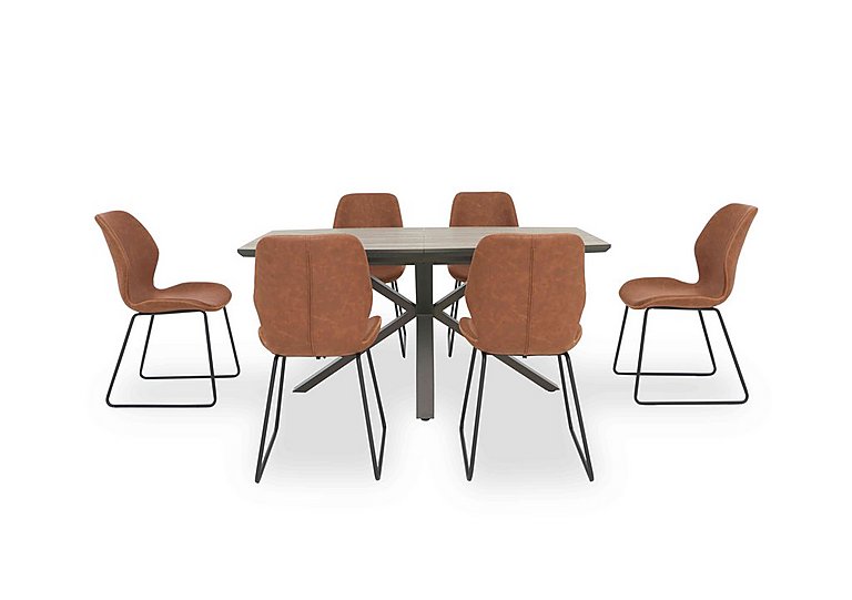 Pedro Extending Dining Table with 6 Faux Leather Ski Leg Chairs