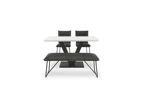 Ruben Dining Table with 2 Faux Suede Chairs and a Standard Bench