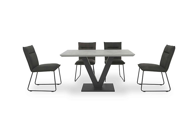 Ruben Dining Table with 4 Faux Suede Chairs Stone