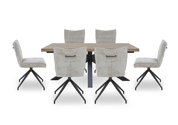 Saturn Large Live Edge Dining Table and 6 Swivel Chairs