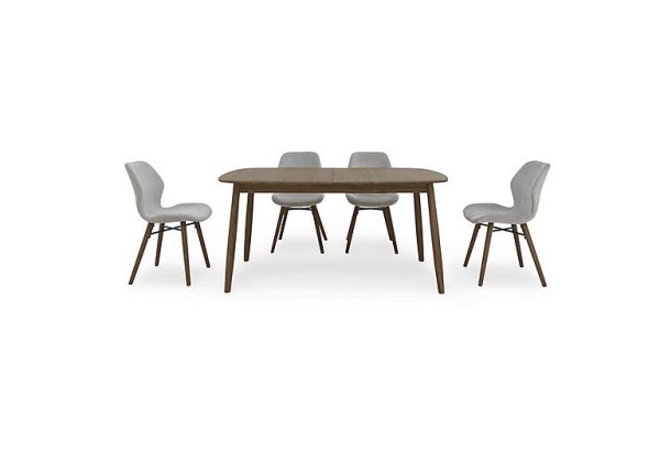 Stockholm Extending Dining Table with 4 Upholstered Chairs Dark Oak