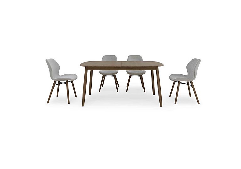 Stockholm Extending Dining Table with 4 Wooden Chairs Dark Oak