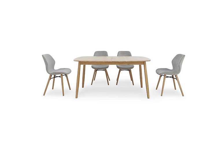 Stockholm Extending Dining Table with 4 Wooden Chairs Light Oak