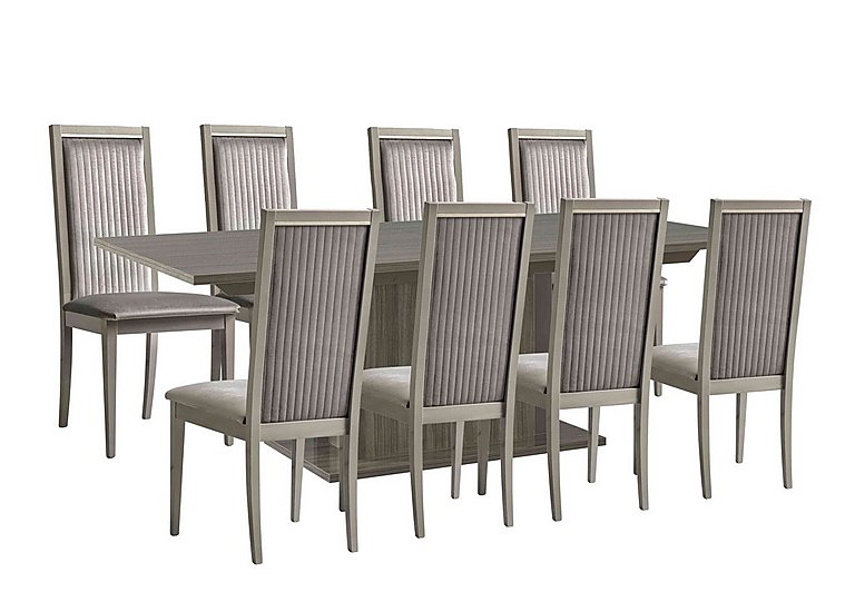 Venezia 160 cm Extending Dining Table and 8 Panelled Fabric Chairs Set Grey