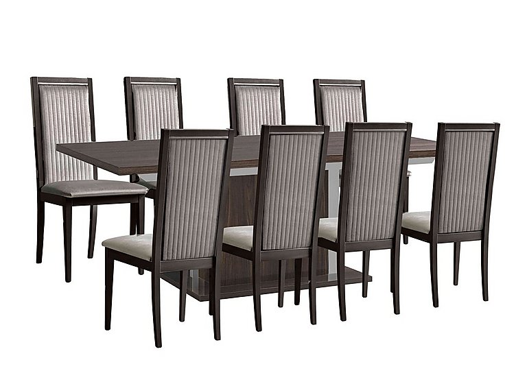 Venezia 160 cm Extending Dining Table and 8 Panelled Fabric Chairs Set Walnut