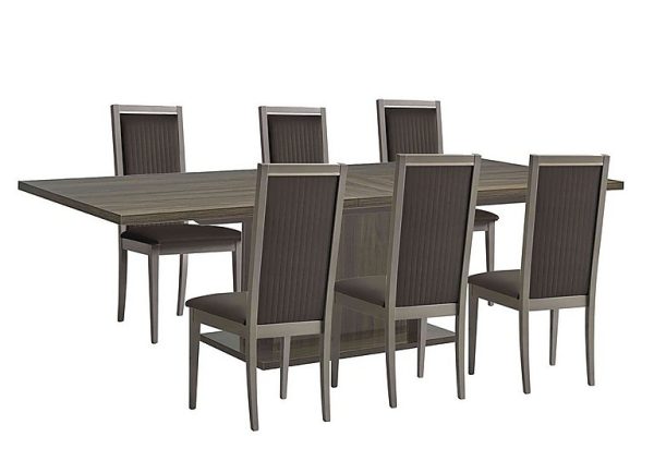 Venezia 200 cm Extending Dining Table and 4 Panelled Faux Leather Chairs Set Grey