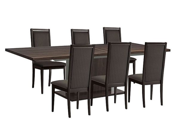 Venezia 200 cm Extending Dining Table and 4 Panelled Faux Leather Chairs Set Walnut