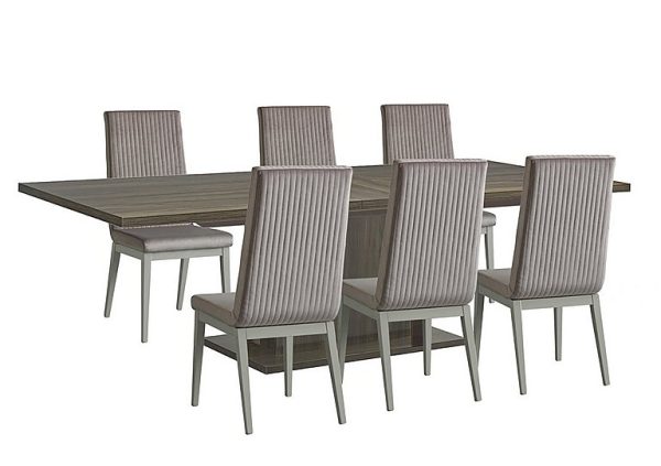 Venezia 200 cm Extending Dining Table and 6 Fluted Fabric Chairs Set Grey